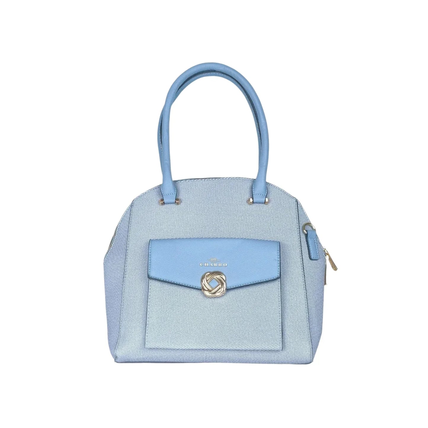 Borsa Strutturata Azzurra con Manico Superiore - borsa texture azzurra