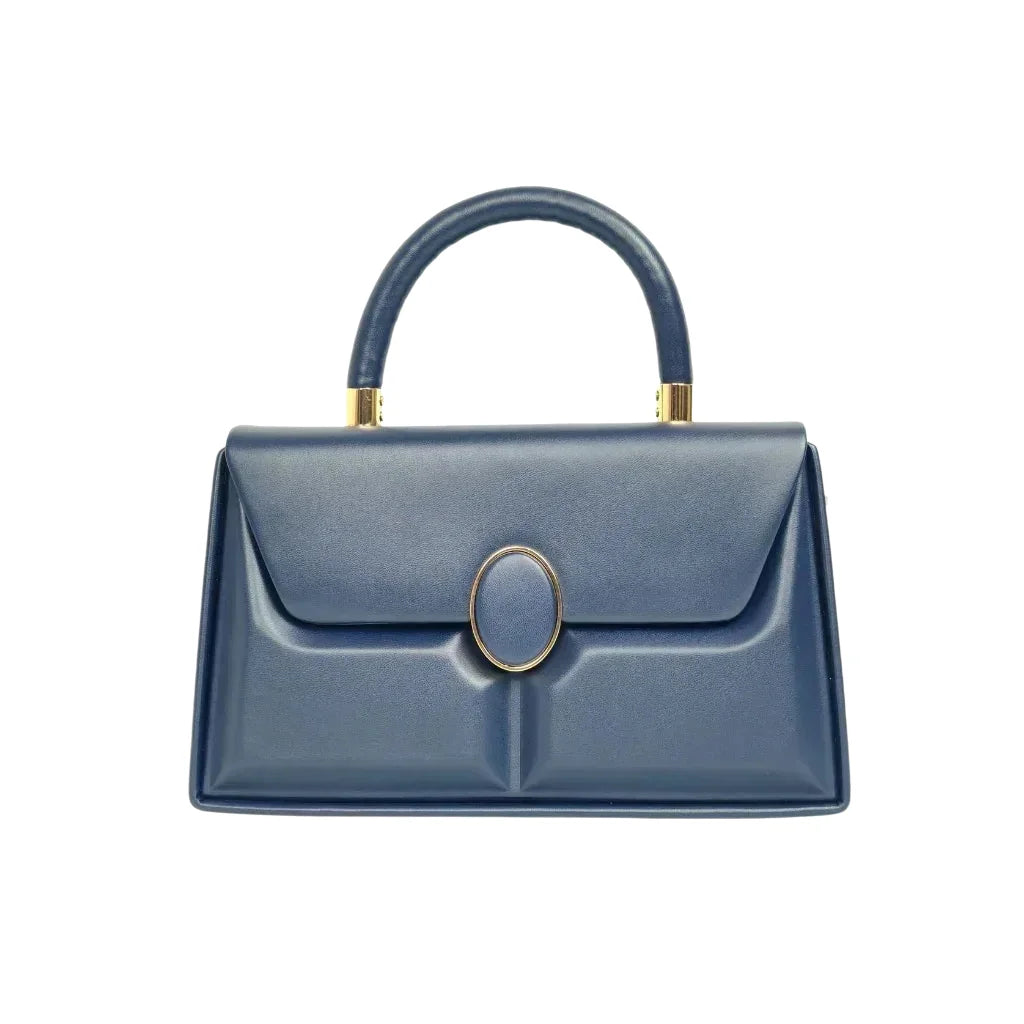Borsa Strutturata Classica con Hardware Oro - borsa strutturata blu
