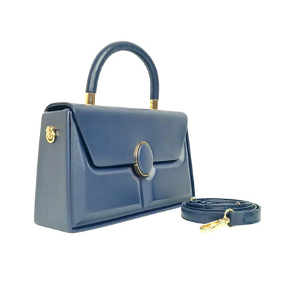 Borsa Strutturata Classica con Hardware Oro - borsa strutturata blu