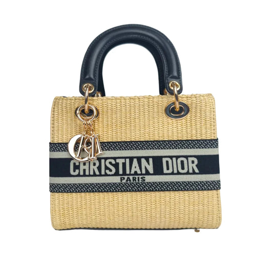 Borsa Tote Christian Dior in Paglia Intrecciata con Manico Superiore - borsa beige paglia
