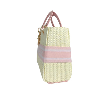 Borsa Tote Intrecciata Dior Rosa e Crema - borsa mano intrecciata