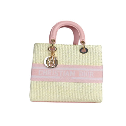 Borsa Tote Intrecciata Dior Rosa e Crema - borsa mano intrecciata