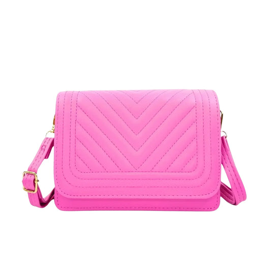 Borsa trapuntata rosa da donna con design a triangoli - vivace borsa tracolla
