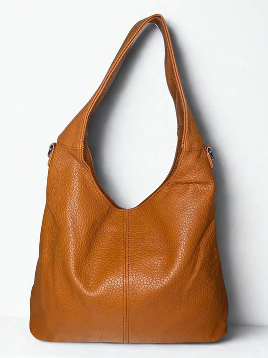 Brown Faux Leather Hobo Bag - MS-6813 - Stile Donna Bags