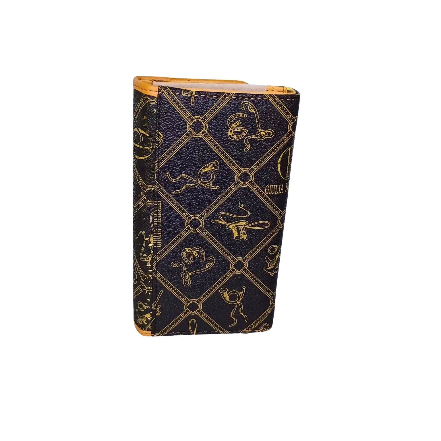 Brown Ladies Wallet with Tan Trim Pattern – MS-9991 - Stile Donna Bags
