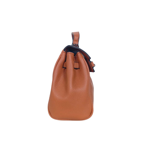 Brown Leather Handbag with removable strap - MS-8800