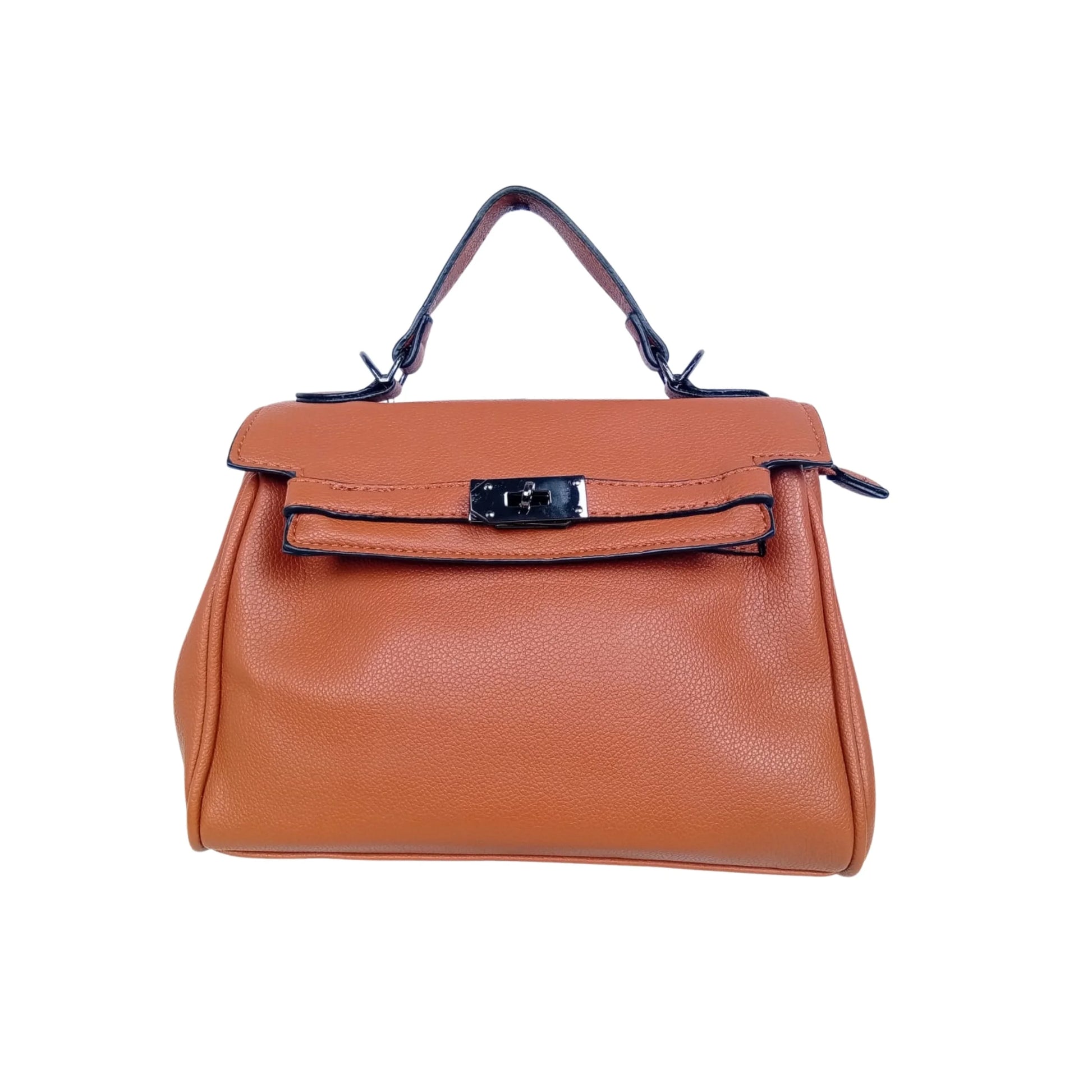 Brown Leather Handbag with removable strap - MS-8800