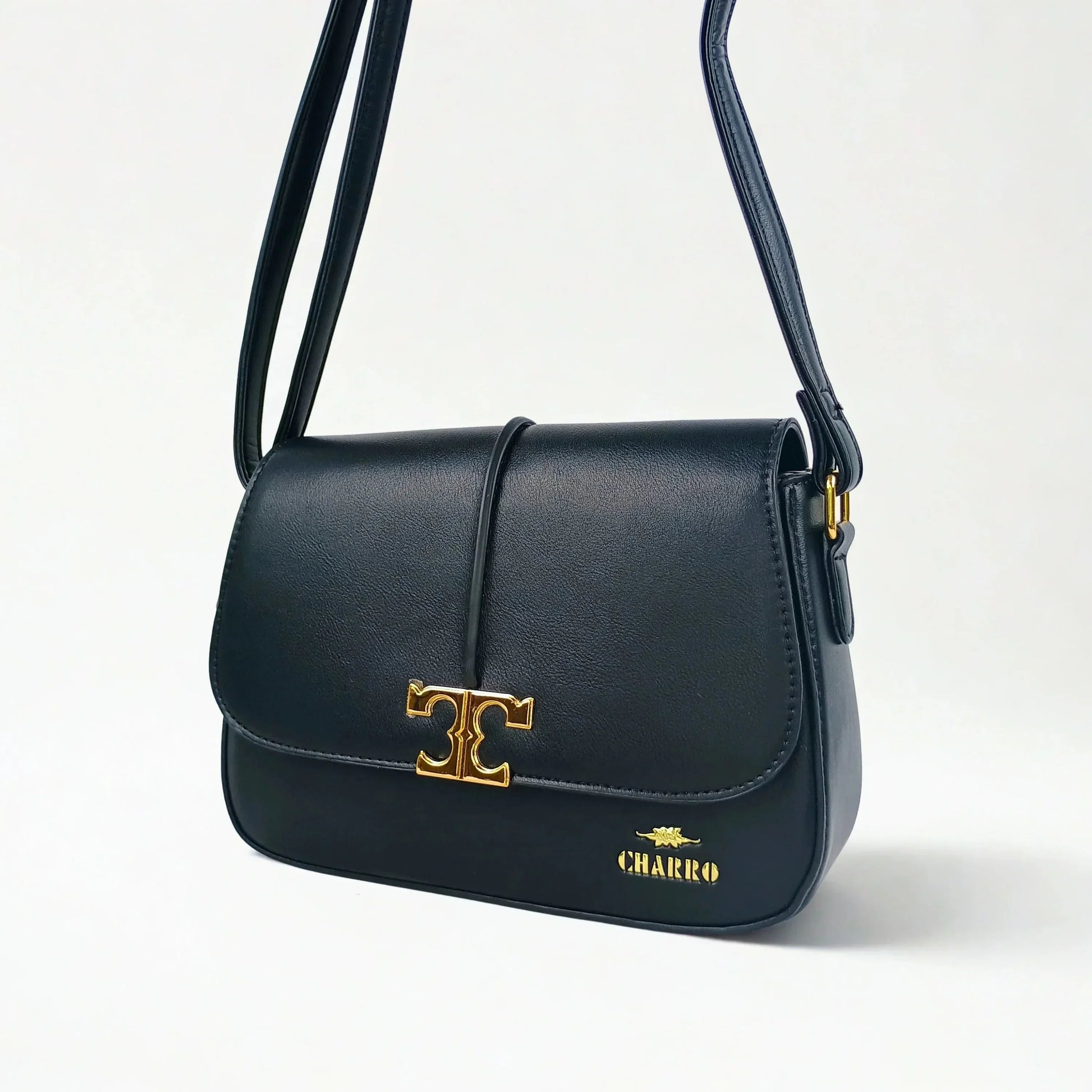 Charro Black Leather Flap Bag - MS-5944 - Stile Donna Bags