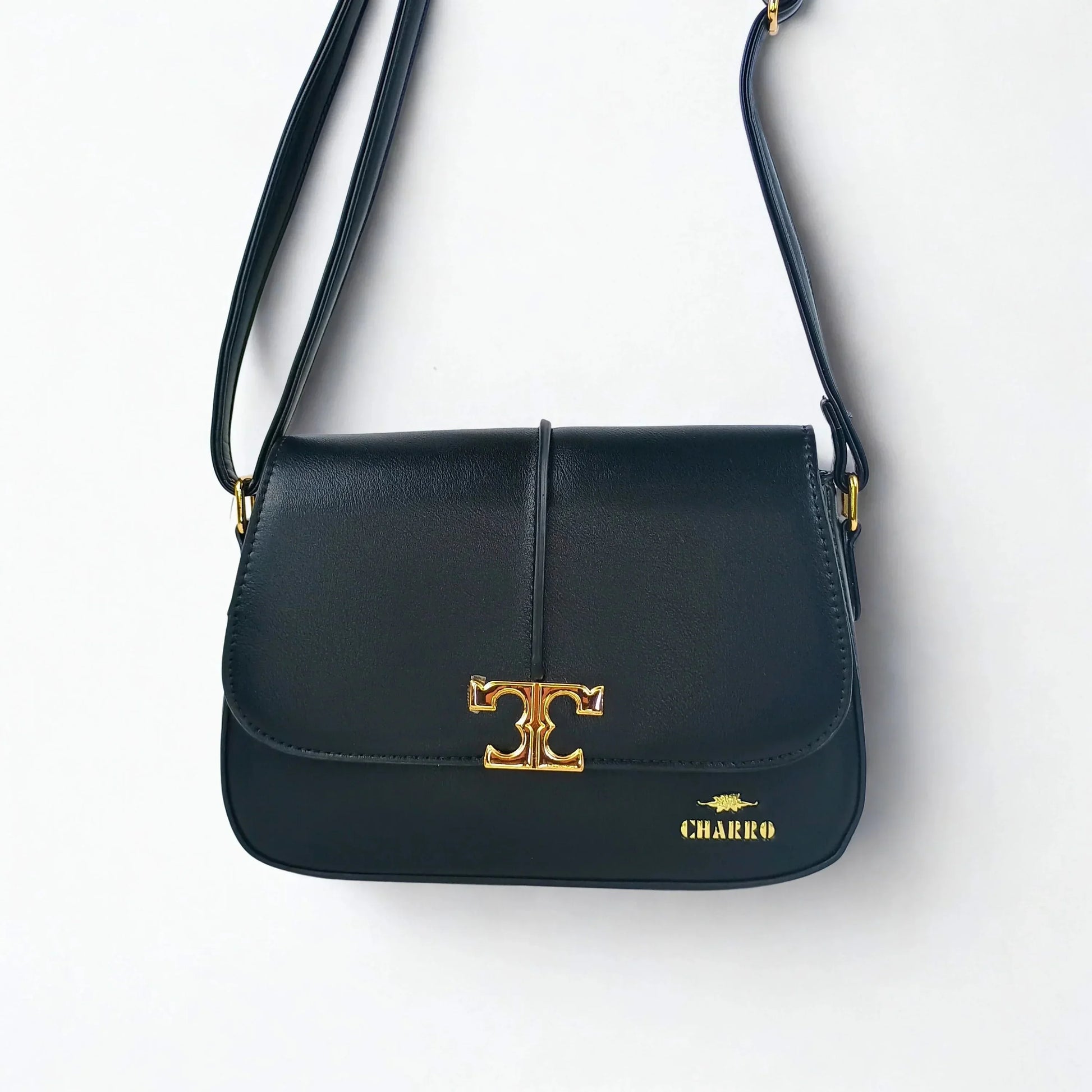 Charro Black Leather Flap Bag - MS-5944 - Stile Donna Bags