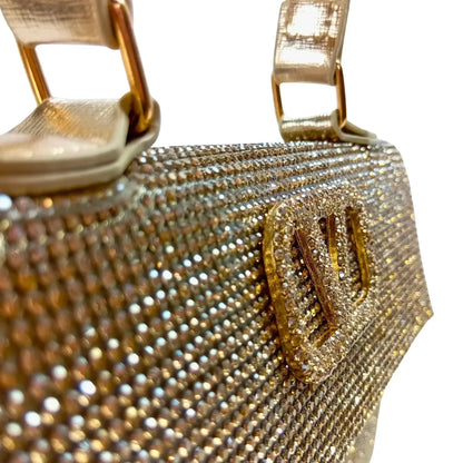 Clutch Bag con Strass Valentini - borsa dorata scintillante