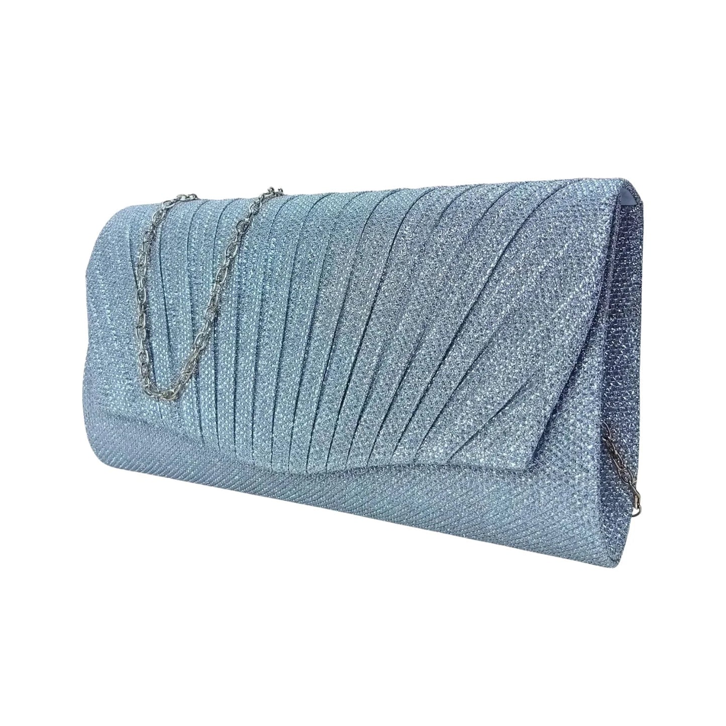 Clutch Bag Scintillante con Strass a Ventaglio - pochette scintillante blu