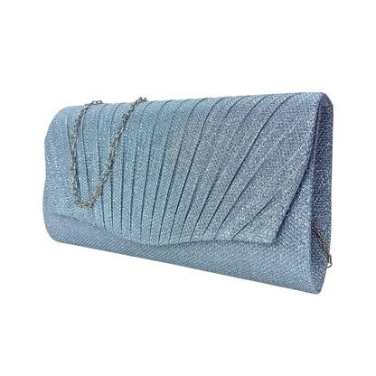 Clutch Bag Scintillante con Strass a Ventaglio - pochette scintillante blu