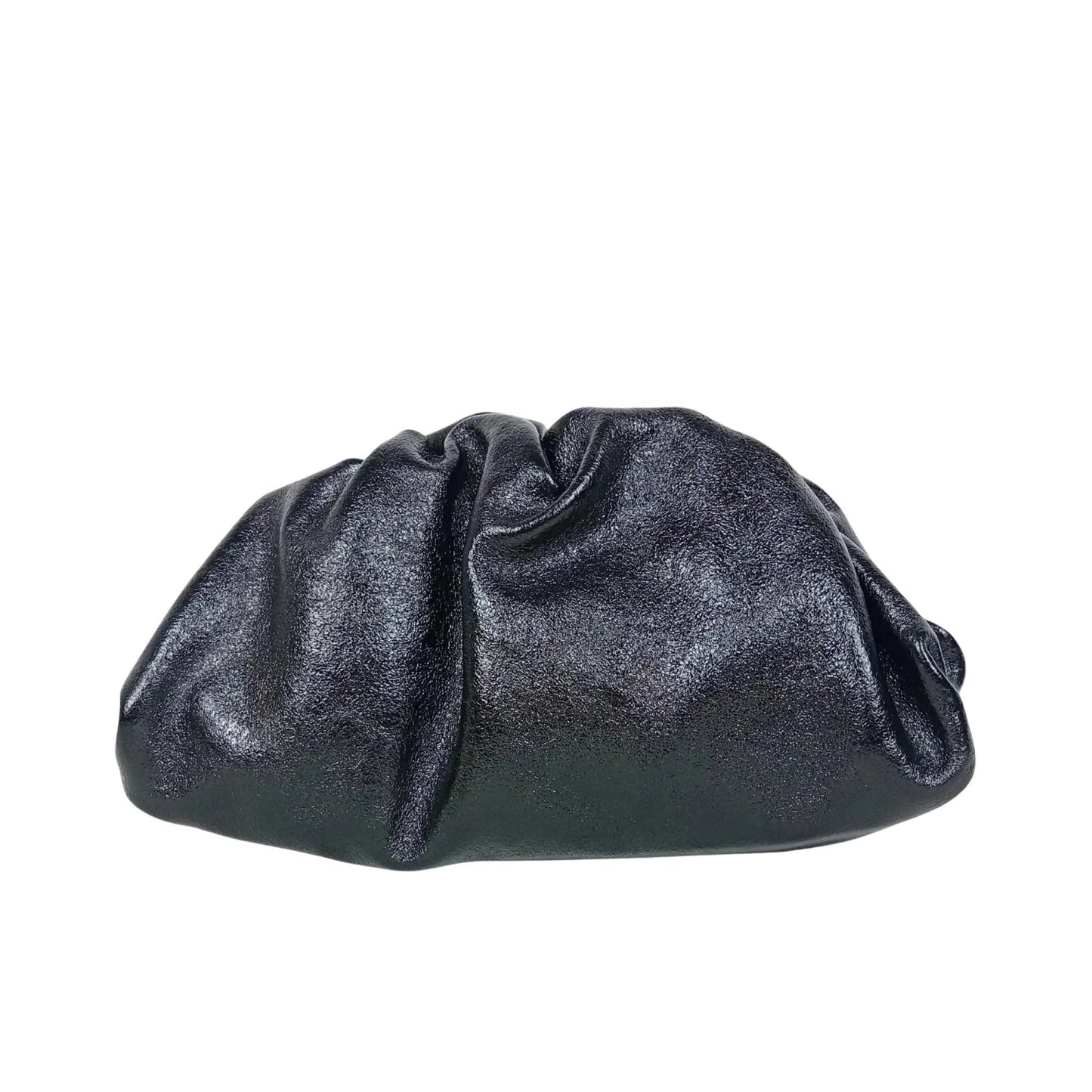 Clutch metallizzata argento in vera pelle - clutch nera