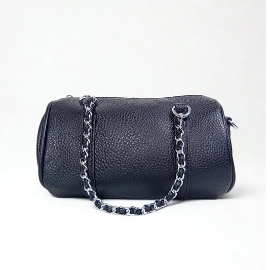 Cylinder-shaped shoulder bag MS-6885 - Black - Handbag