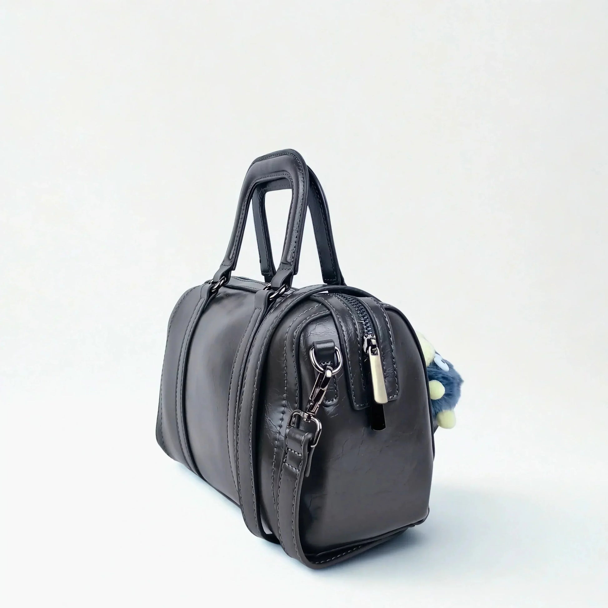 Dark Gray Faux Leather Handbag MS-1283 - Stile Donna Bags