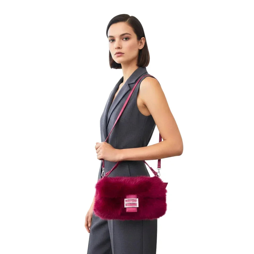 Fur handbag with leather handle MS-6440 - Stile Donna Bags