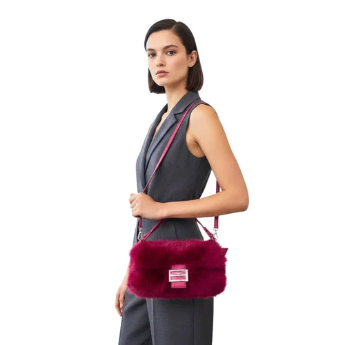 Fur handbag with leather handle MS-6440 - Stile Donna Bags