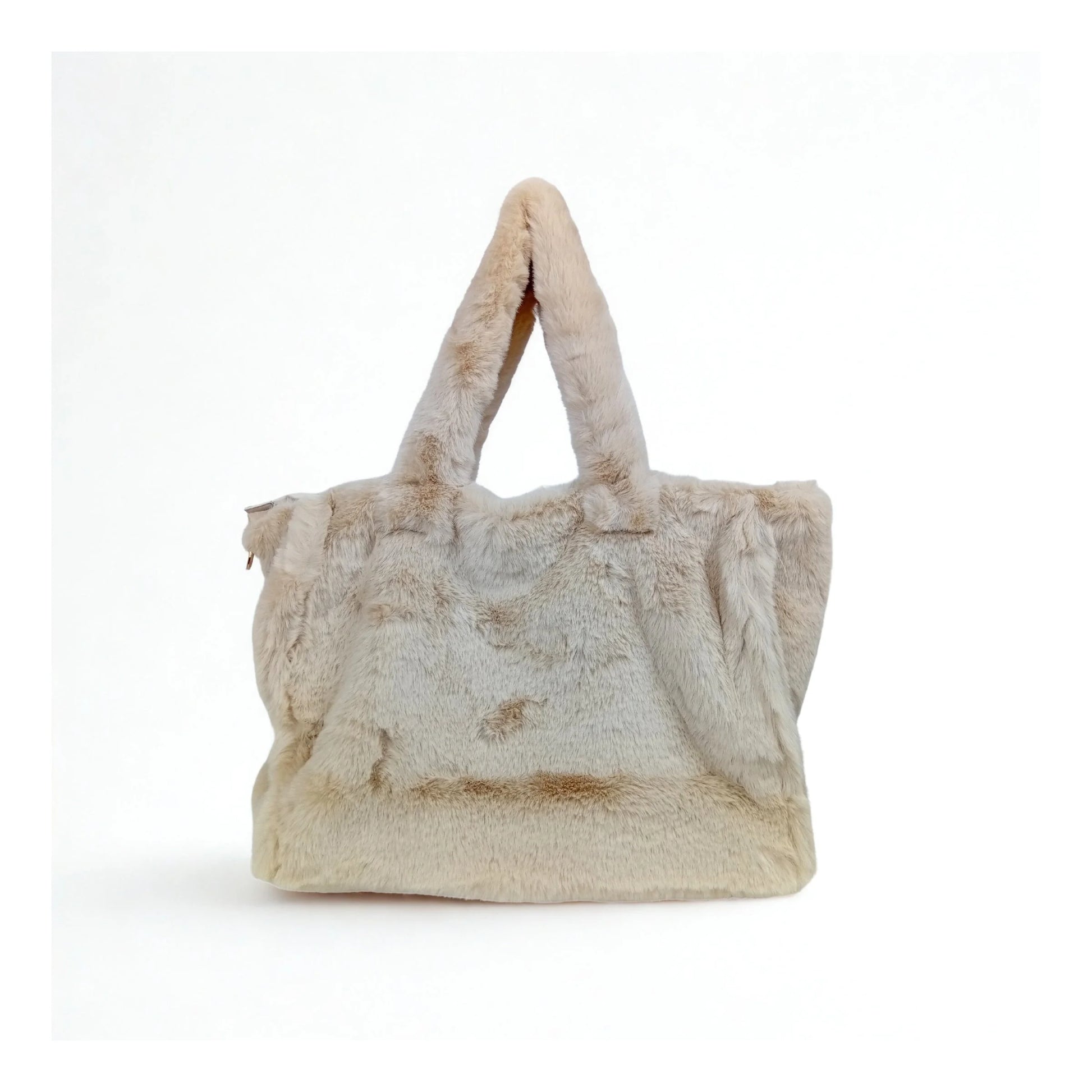 Fuzzy faux-fur tote bag MS-0700 - Beige - Tote Bag