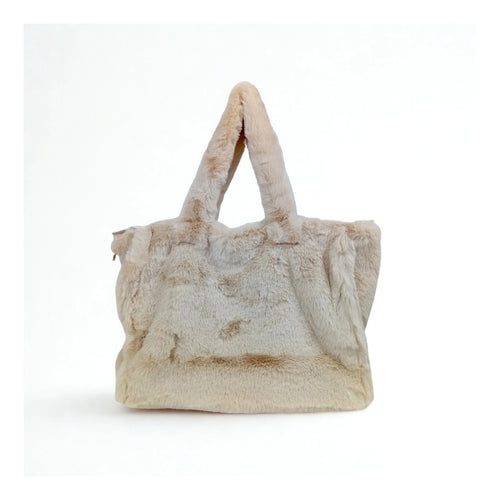 Fuzzy faux-fur tote bag MS-0700 - Beige - Tote Bag