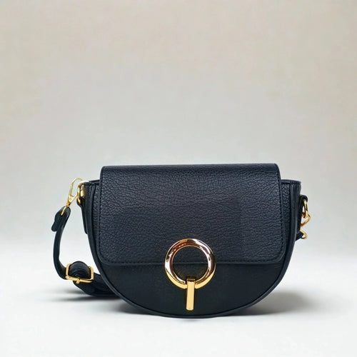 Half Moon Leather Crossbody Bag - MS-7611 - Stile Donna Bags