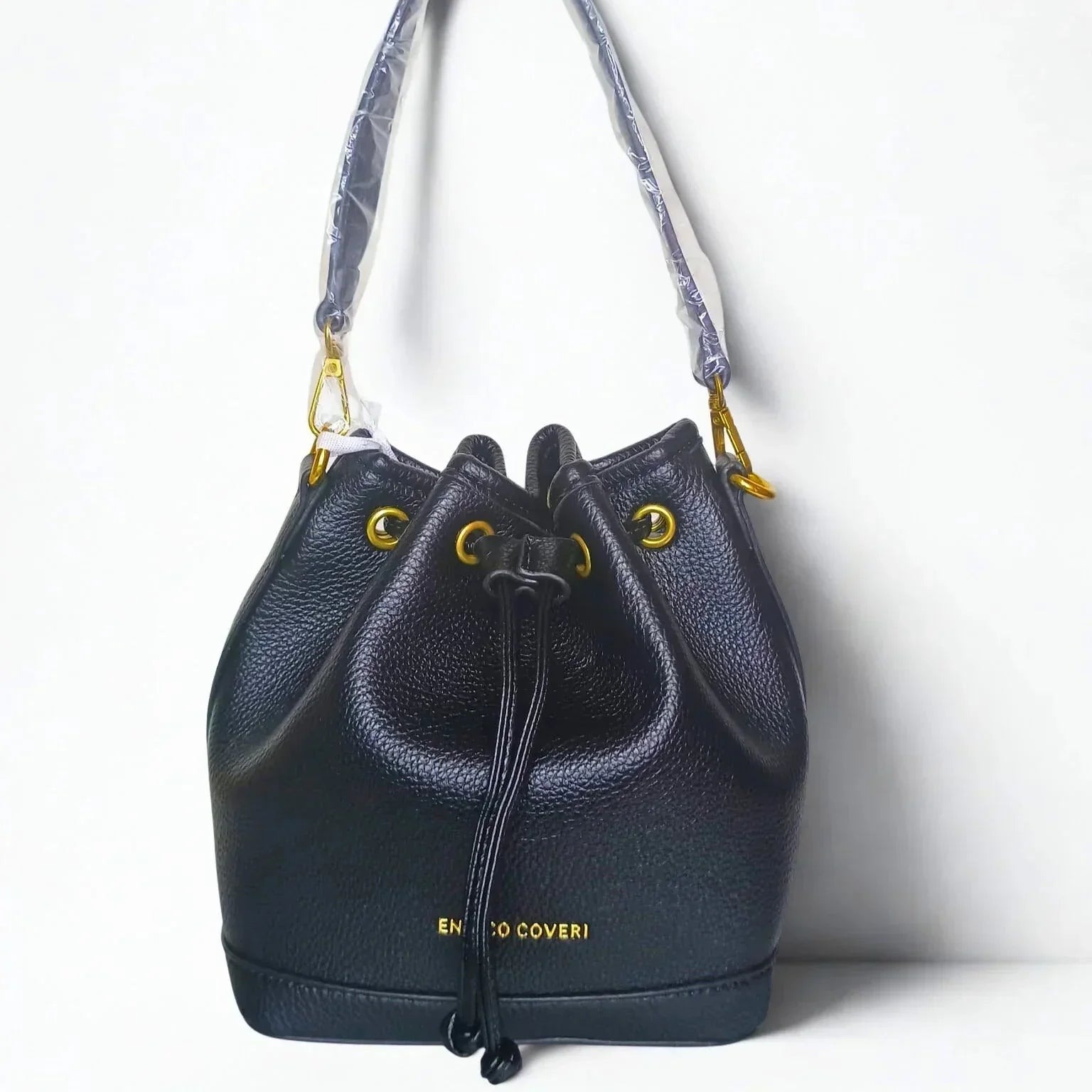 Leather Bucket Bag in Bright Pink and Black - MS-3271 - Stile Donna Bags