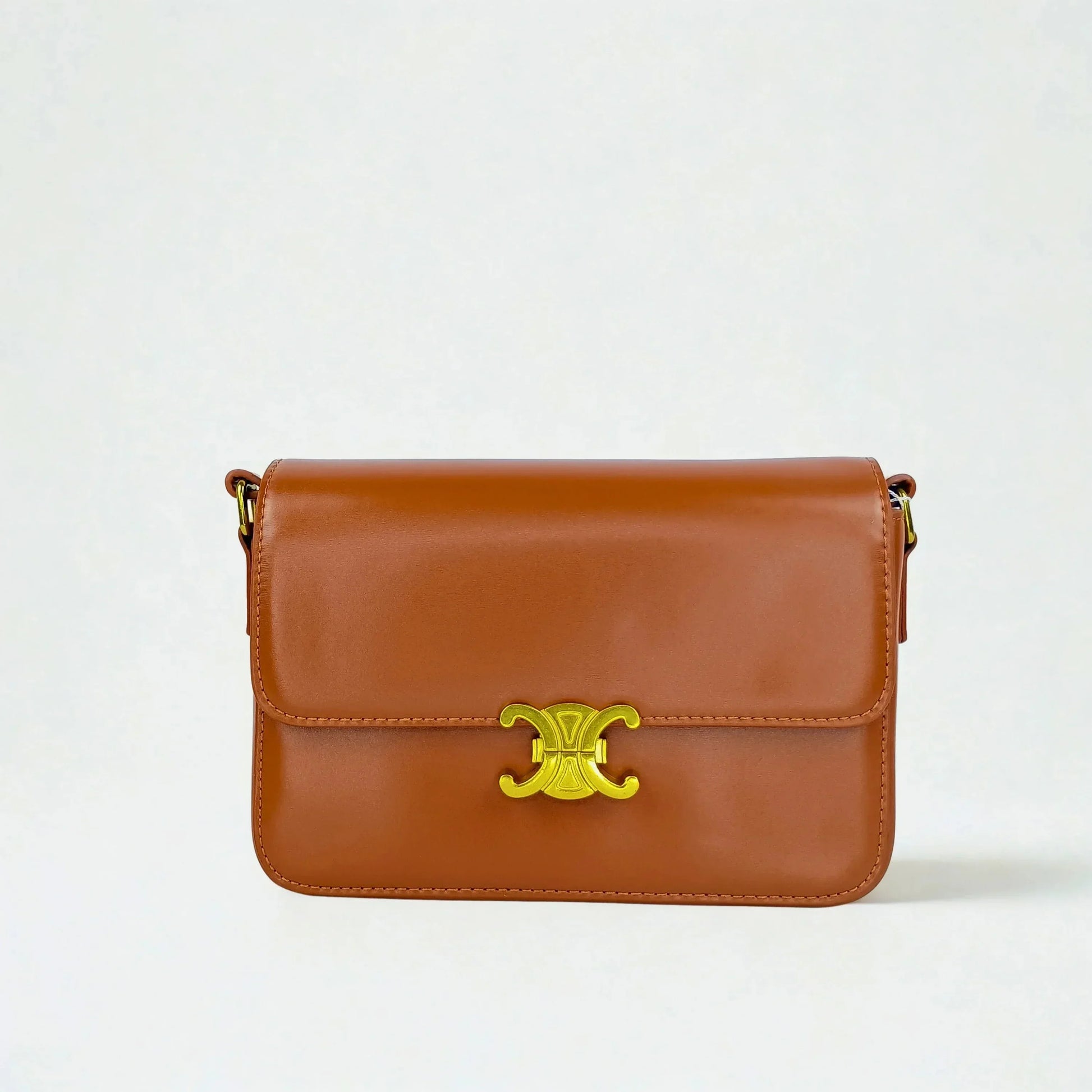 Leather Flap Bag with Gold Hardware - MS-8899 - Stile Donna Bags