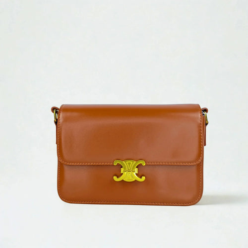 Leather Flap Bag with Gold Hardware - MS-8899 - Stile Donna Bags