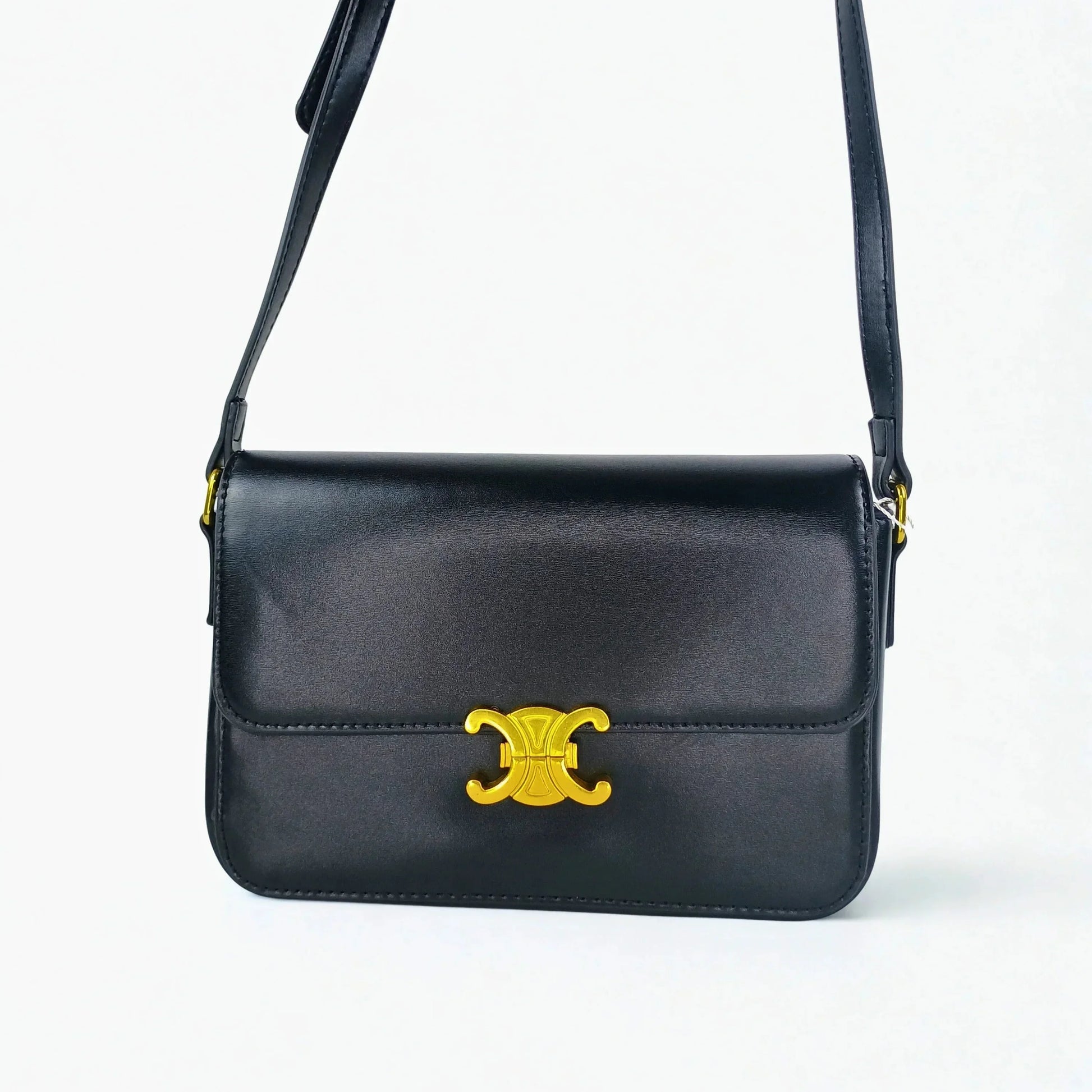 Leather Flap Bag with Gold Hardware - MS-8899 - Stile Donna Bags