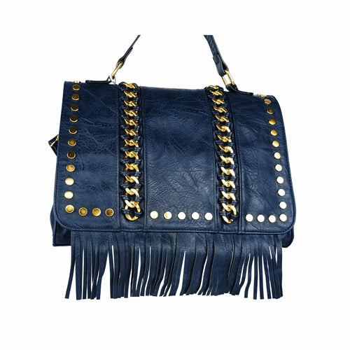 Leather handbag with metallic design - MS-5442 - Stile Donna Bags
