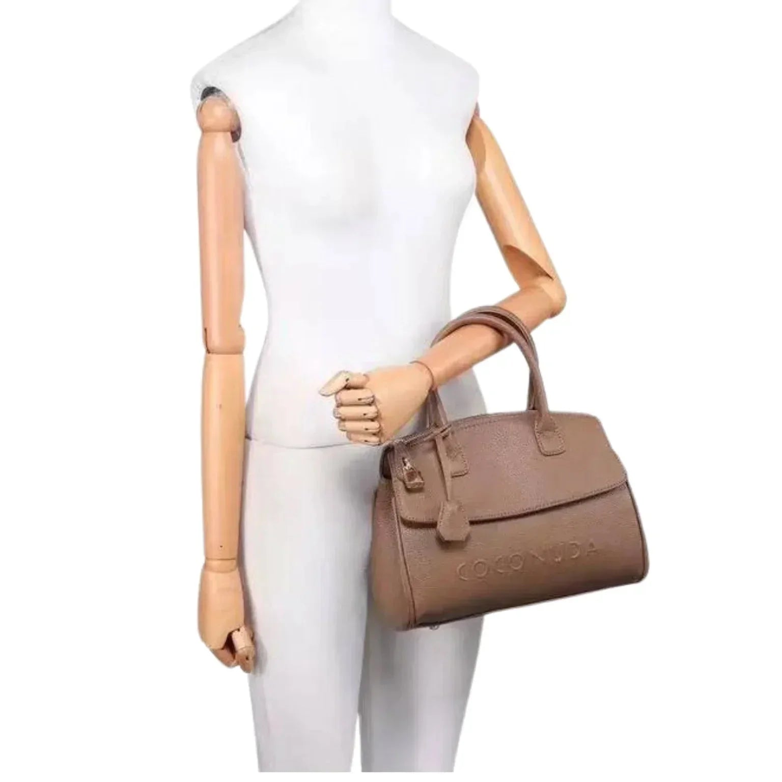 Leather Handbag with Shoulder Strap - MS-8345 - Stile Donna Bags
