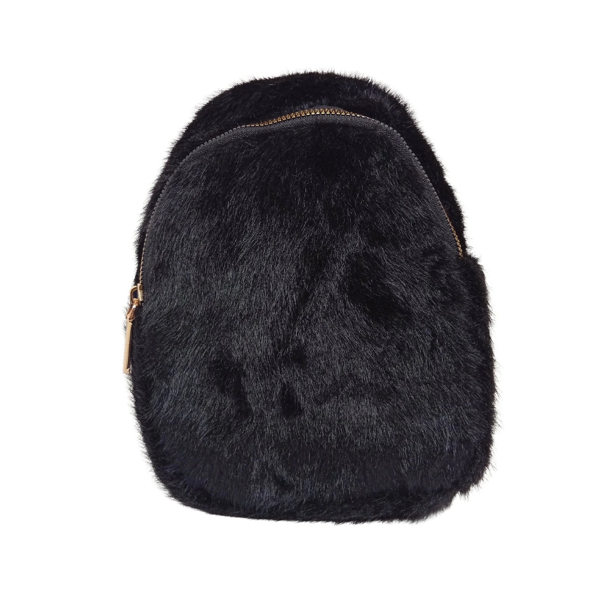 Mini faux fur crossbody bag - Black - Crossbody