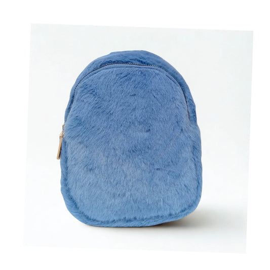 Mini faux fur crossbody bag - Blue - Crossbody