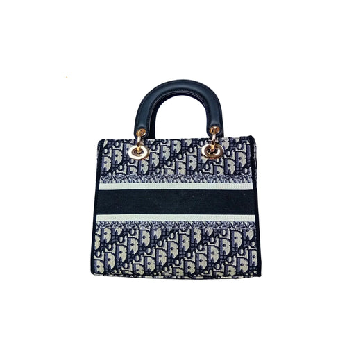 Navy and White Large Capacity Satchel Bag MS-2290 - Stile Donna Bags