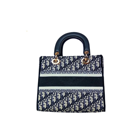 Navy and White Large Capacity Satchel Bag MS-2290 - Stile Donna Bags