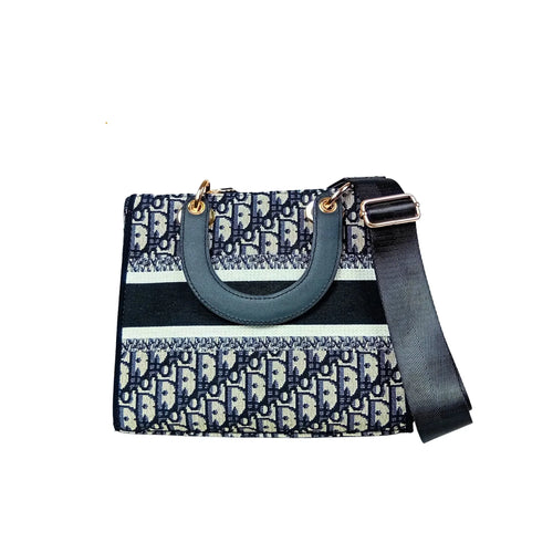 Navy and White Large Capacity Satchel Bag MS-2290 - Stile Donna Bags