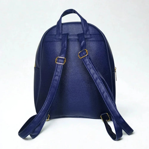 Navy Blue Leather Mini Backpack - MS-7254 - Stile Donna Bags