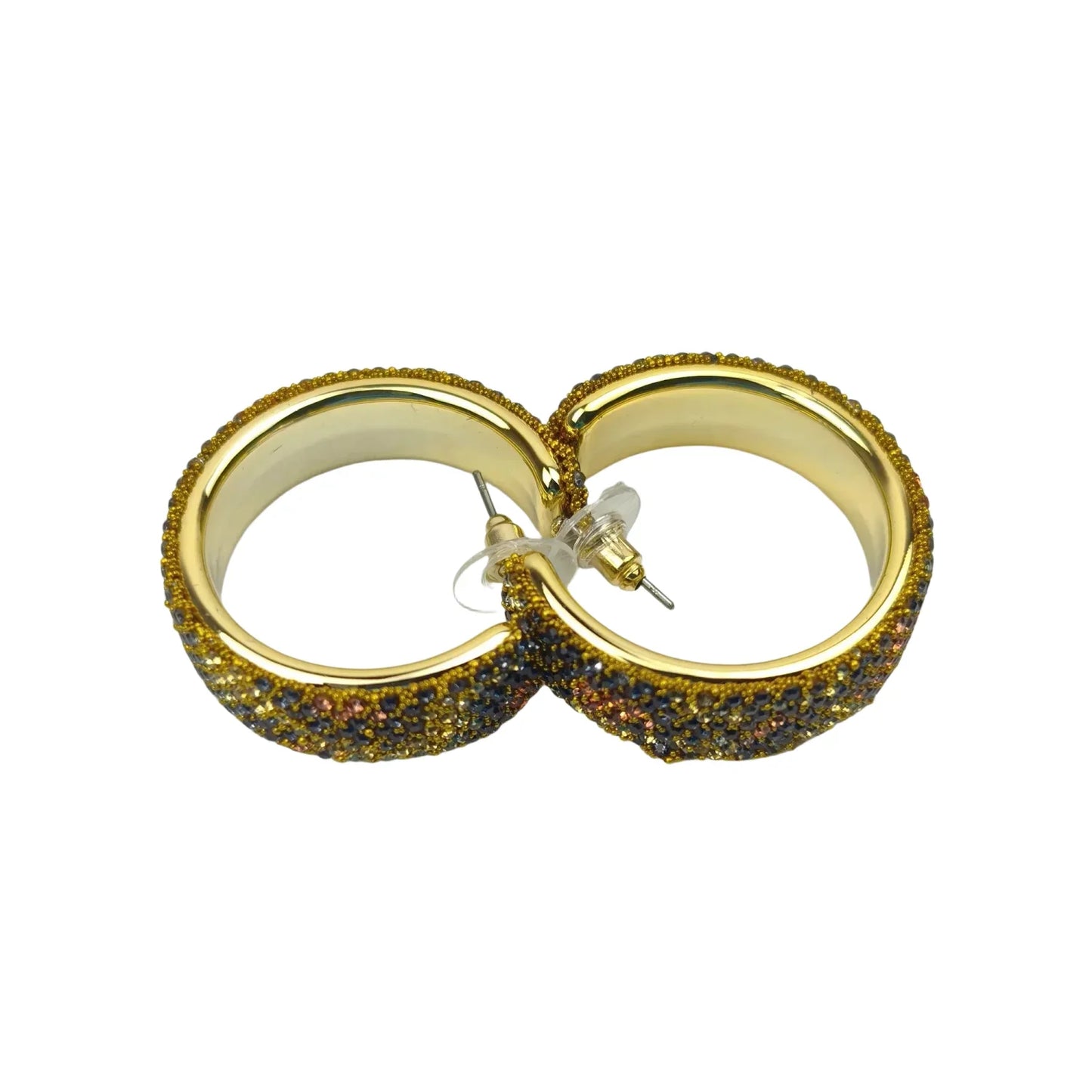 Orecchini a Cerchio Dorati con Strass Multicolori - orecchini cerchio d’oro