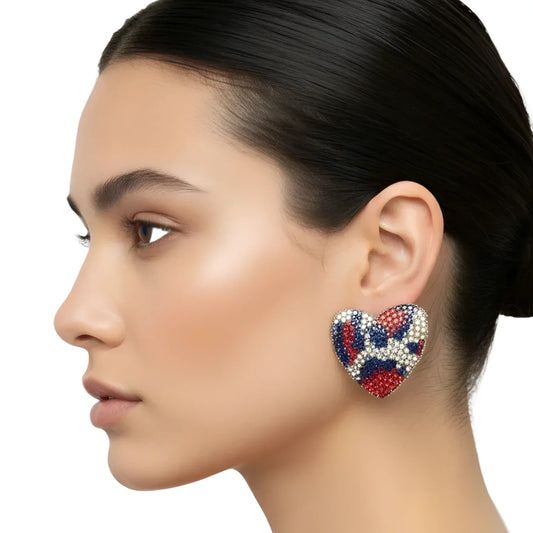 Orecchini a Cuore con Motivo di Cristalli - orecchino forma cuore