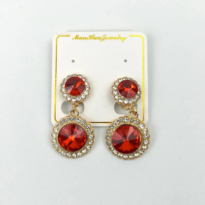 Orecchini Pendenti a Goccia Rotondi con Cristalli - paio orecchini goccia