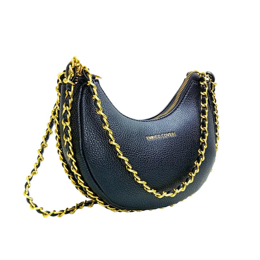 Pink Shoulder Bag with gold color chain strap MS-8824 - Stile Donna Bags