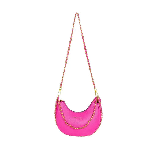 Pink Shoulder Bag with gold color chain strap MS-8824 - Stile Donna Bags