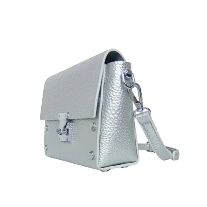 Pochette a Tracolla in Pelle con Finiture Argento - borsa tracolla pelle