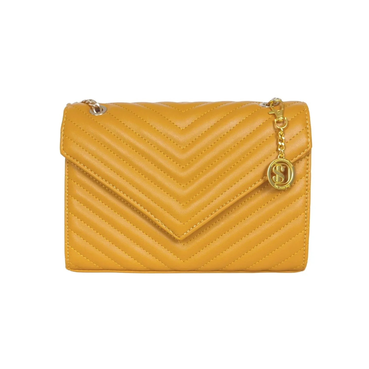 Pochette Giallo Senape Elegante con Tracolla a Catena - borsa tracolla trapuntata