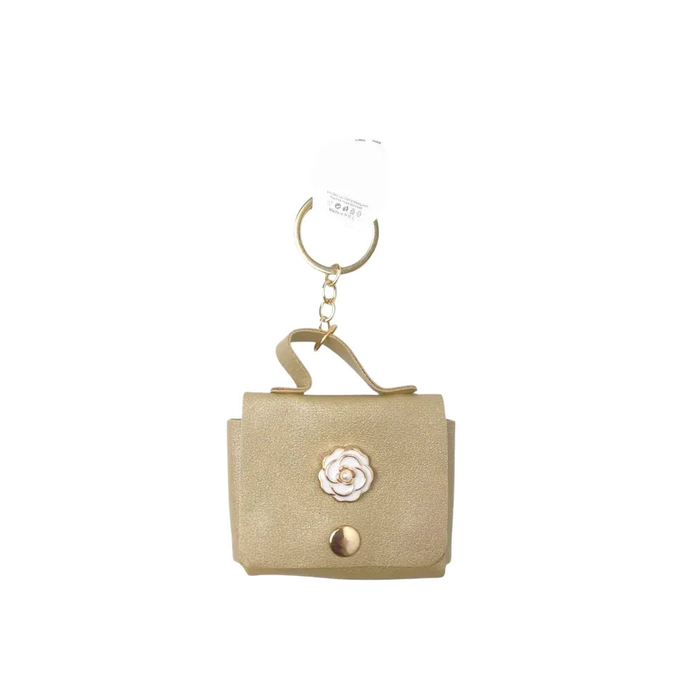 Portachiavi Mini Portamonete in Finta Pelle Floreale - portachiavi borsa finta