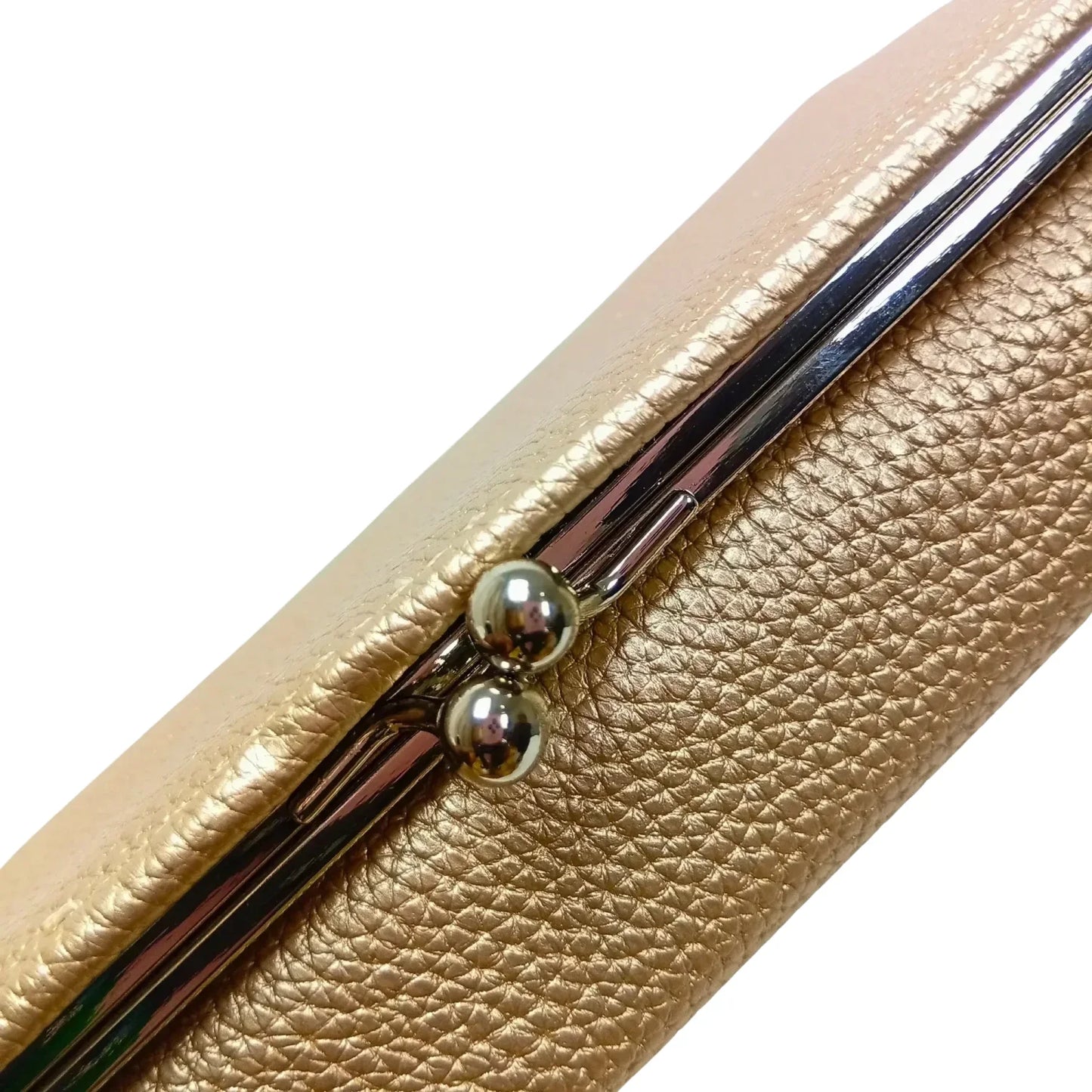 Portafoglio da Donna in Pelle con Multipli Scomparti per Carte - clutch finitura dorata