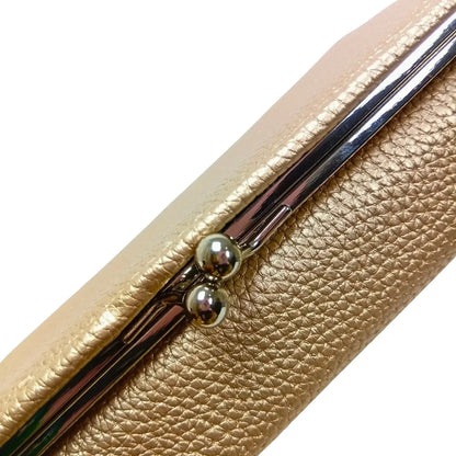 Portafoglio da Donna in Pelle con Multipli Scomparti per Carte - clutch finitura dorata