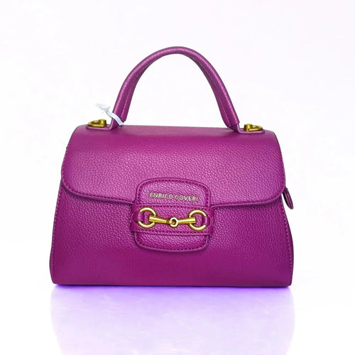 Purple Leather Satchel Bag - MS-0430 - Stile Donna Bags