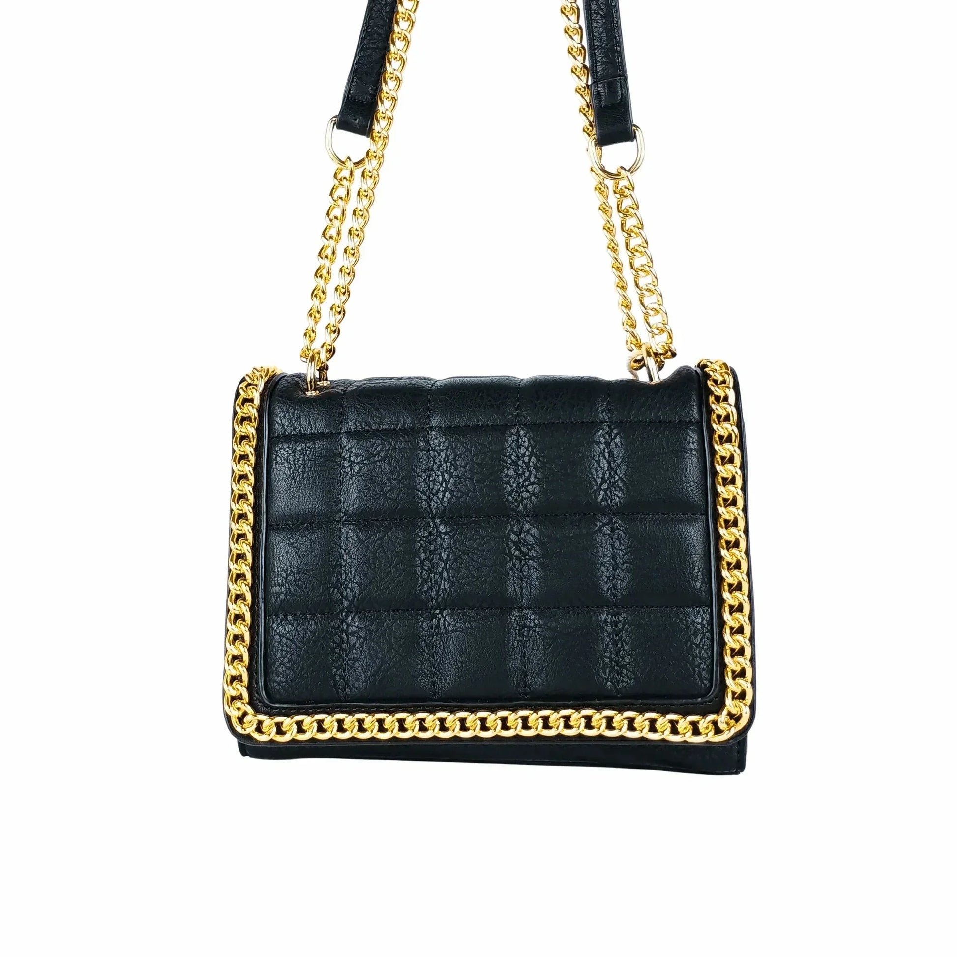 Quilted Black Faux Leather Crossbody - Bag MS-8891 - Stile Donna Bags