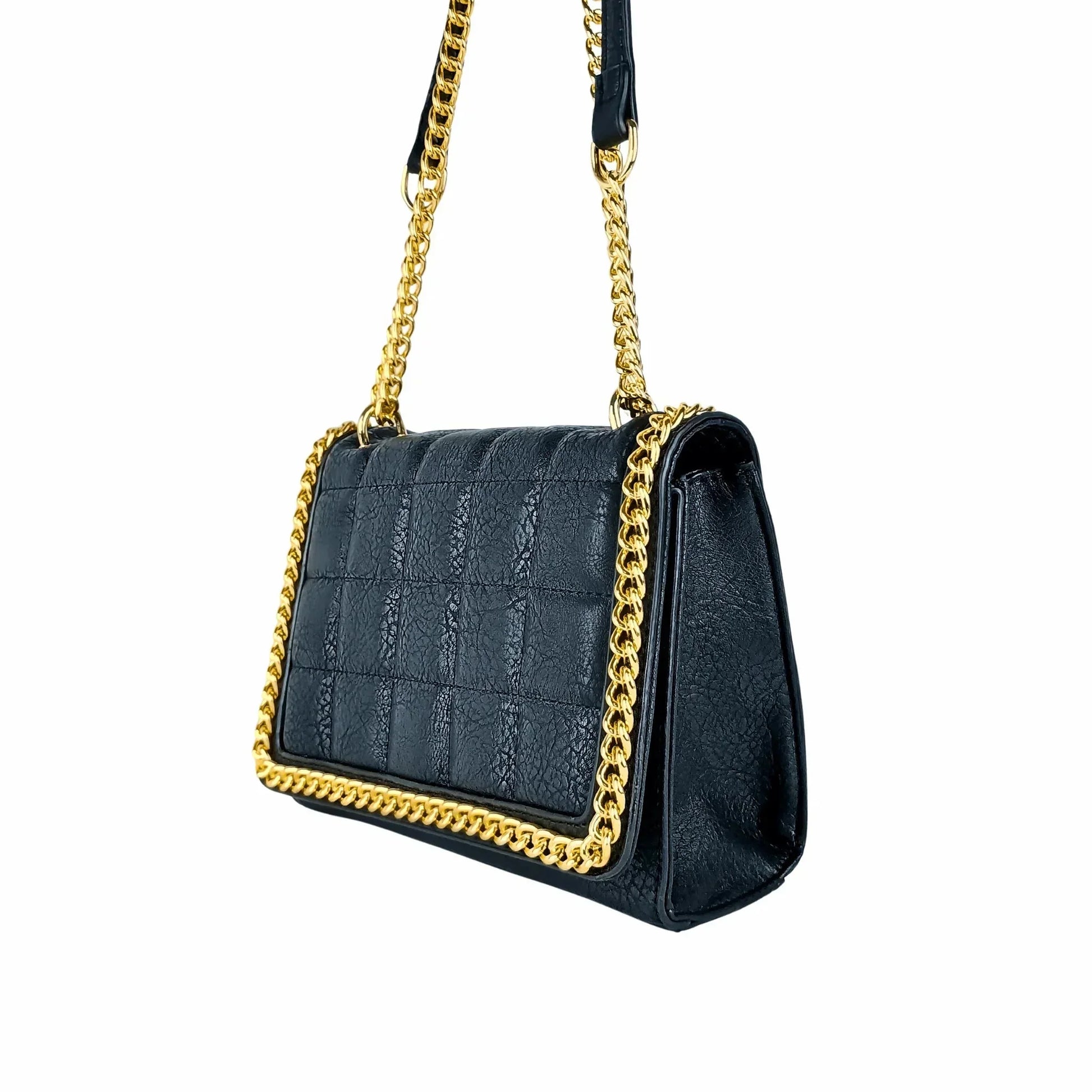 Quilted Black Faux Leather Crossbody - Bag MS-8891 - Stile Donna Bags
