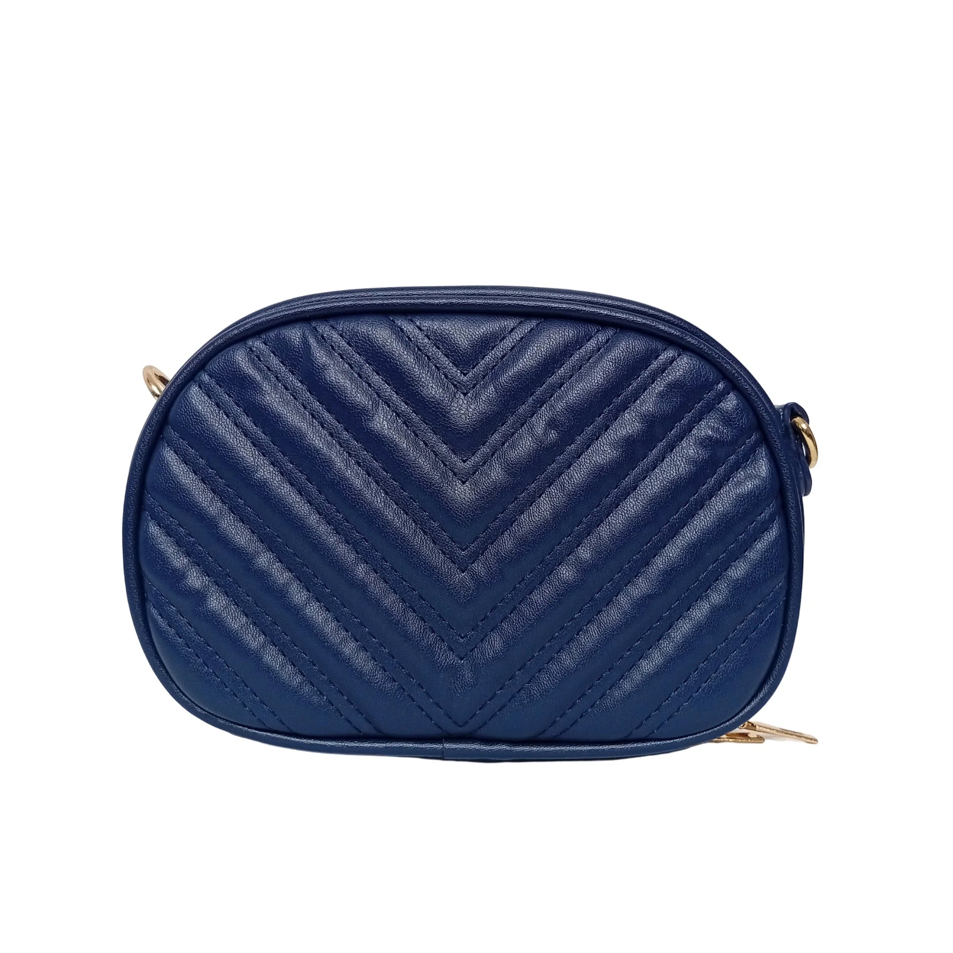 Quilted oval crossbody bag - V-stitched pattern MS-5941 - Crossbody